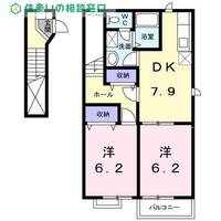 愛知県額田郡幸田町大字横落字郷前(アパート)の賃貸物件の間取り