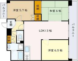 大阪府豊中市野田町(マンション)の賃貸物件の間取り
