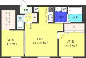 北海道札幌市中央区南七条西12丁目(マンション)の賃貸物件の間取り