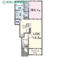 愛知県西尾市上矢田町明伝(アパート)の賃貸物件の間取り