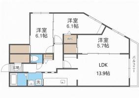 北海道札幌市中央区南十五条西9丁目(マンション)の賃貸物件の間取り