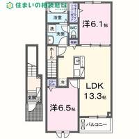 愛知県西尾市上矢田町明伝(アパート)の賃貸物件の間取り