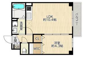 大阪府大阪市都島区内代町1丁目(マンション)の賃貸物件の間取り