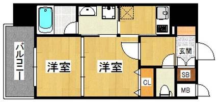 福岡県福岡市博多区吉塚6丁目(マンション)の賃貸物件の間取り