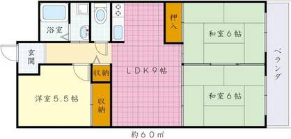 大阪府豊中市浜2丁目(マンション)の賃貸物件の間取り