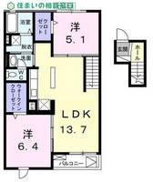 愛知県岡崎市蓑川町字野田ノ入(マンション)の賃貸物件の間取り