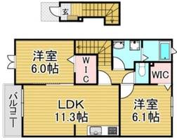 福岡県春日市弥生3丁目(アパート)の賃貸物件の間取り