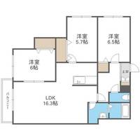 北海道札幌市西区山の手一条6丁目(マンション)の賃貸物件の間取り