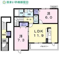 愛知県西尾市徳次町下十五夜(アパート)の賃貸物件の間取り
