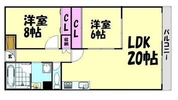 泉佐野メゾンドフルール7Aの間取り