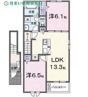 愛知県岡崎市渡町字下切(アパート)の賃貸物件の間取り