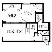 北海道札幌市中央区南十六条西19丁目(マンション)の賃貸物件の間取り