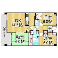 福岡県大野城市瓦田1丁目(マンション)の賃貸物件の間取り