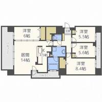 北海道札幌市中央区北十条西15丁目(マンション)の賃貸物件の間取り