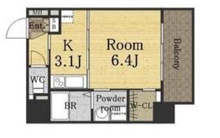 大阪府大阪市天王寺区上本町9丁目(マンション)の賃貸物件の間取り