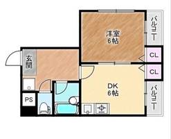 大阪府堺市堺区住吉橋町1丁(マンション)の賃貸物件の間取り