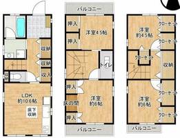 兵庫県神戸市東灘区御影2丁目(一戸建)の賃貸物件1-3の間取り