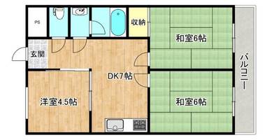 大阪府大阪市城東区成育4丁目(マンション)の賃貸物件の間取り
