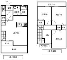 大阪府箕面市桜5丁目(テラスハウス)の賃貸物件の間取り