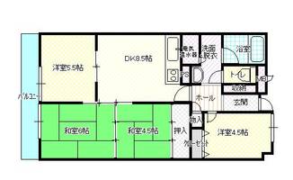 奈良県大和郡山市九条町(マンション)の賃貸物件の間取り