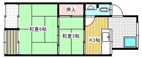福岡県北九州市八幡西区鷹の巣1丁目(アパート)の賃貸物件102の間取り