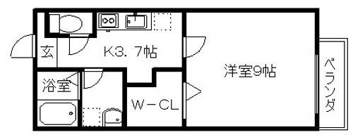 大阪府箕面市新稲1丁目(アパート)の賃貸物件の間取り