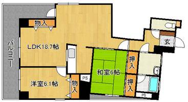 福岡県福岡市中央区高砂1丁目(マンション)の賃貸物件の間取り