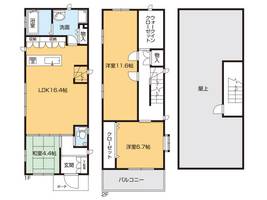 大阪府八尾市桜ヶ丘1丁目(一戸建)の賃貸物件の間取り