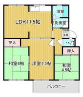 高倉台7-3団地 1階の間取り