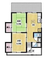 大阪府豊中市庄内西町5丁目(テラスハウス)の賃貸物件の間取り