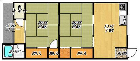 大阪府大東市三箇4丁目(マンション)の賃貸物件の間取り
