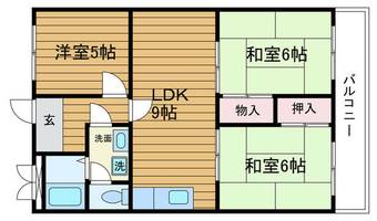 大阪府吹田市五月が丘北(マンション)の賃貸物件の間取り