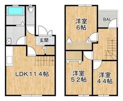 福岡県築上郡吉富町大字広津(タウンハウス)の賃貸物件の間取り