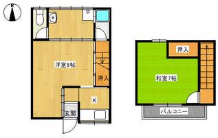 奈良県奈良市北袋町(テラスハウス)の賃貸物件の間取り