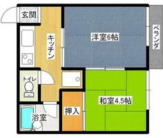 大阪府大阪市城東区諏訪1丁目(テラスハウス)の賃貸物件の間取り
