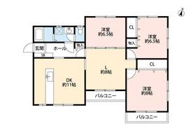 兵庫県芦屋市親王塚町(マンション)の賃貸物件の間取り
