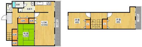 大阪府箕面市桜井1丁目(テラスハウス)の賃貸物件の間取り