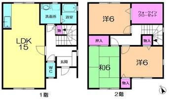 奈良県奈良市朱雀6丁目(テラスハウス)の賃貸物件の間取り