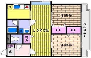 兵庫県神戸市東灘区住吉本町2丁目(マンション)の賃貸物件の間取り