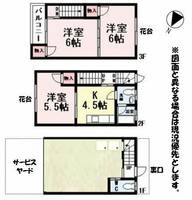 福岡県北九州市八幡西区熊西1丁目(テラスハウス)の賃貸物件の間取り