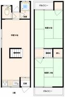 大阪府大東市南津の辺町(テラスハウス)の賃貸物件の間取り