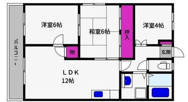 兵庫県神戸市東灘区西岡本3丁目(マンション)の賃貸物件の間取り
