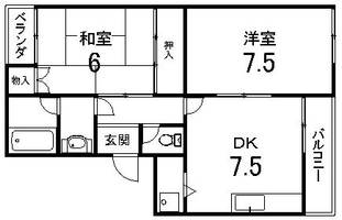 京都府向日市寺戸町天狗塚(マンション)の賃貸物件の間取り