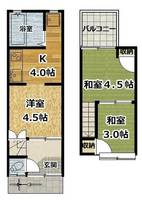 京都府京都市伏見区石田大山町(一戸建)の賃貸物件の間取り
