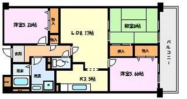 兵庫県神戸市東灘区魚崎南町4丁目(マンション)の賃貸物件の間取り