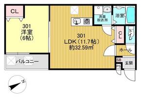 京都府京都市山科区椥辻西浦町(アパート)の賃貸物件の間取り