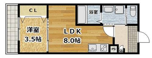 京都府京都市伏見区横大路下三栖山殿(アパート)の賃貸物件の間取り