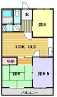 第二日高ハイツ105の間取り