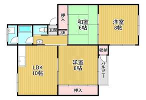 兵庫県神戸市灘区鶴甲4丁目(マンション)の賃貸物件の間取り