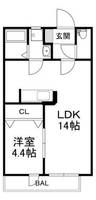福岡県豊前市大字堀立(アパート)の賃貸物件の間取り